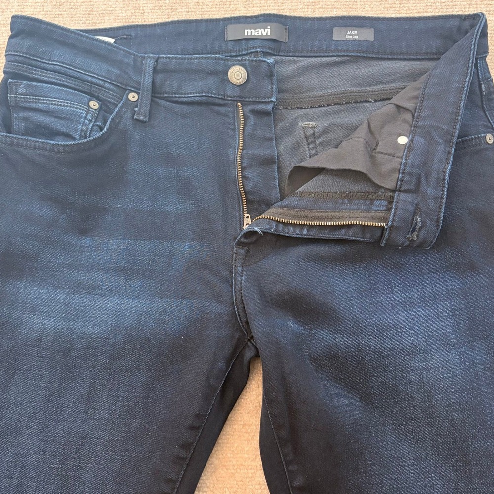 Mavi Jeans Mens 36x33 Jake Dark Indigo Slim Leg Stretch Denim KD025582